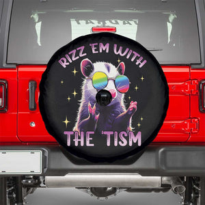 Funny Autism Opossum Spare Tire Cover Rizz Em With The Tism Meme Autistic TS02 Black Print Your Wear