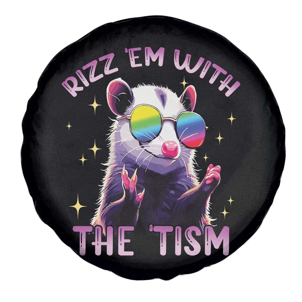 Funny Autism Opossum Spare Tire Cover Rizz Em With The Tism Meme Autistic TS02 Print Your Wear
