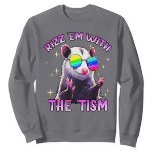 Funny Autism Opossum Sweatshirt Rizz Em With The Tism Meme Autistic TS02 Charcoal Print Your Wear