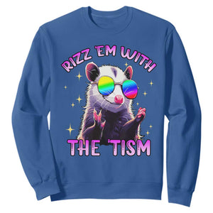 Funny Autism Opossum Sweatshirt Rizz Em With The Tism Meme Autistic TS02 Royal Blue Print Your Wear