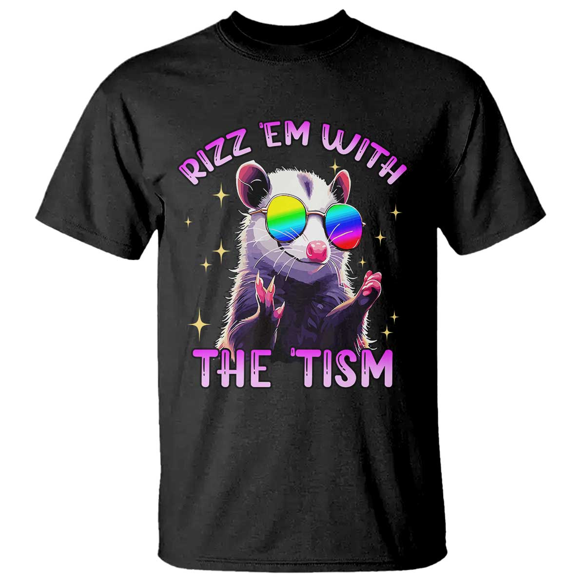Funny Autism Opossum T Shirt Rizz Em With The Tism Meme Autistic TS02 Black Print Your Wear