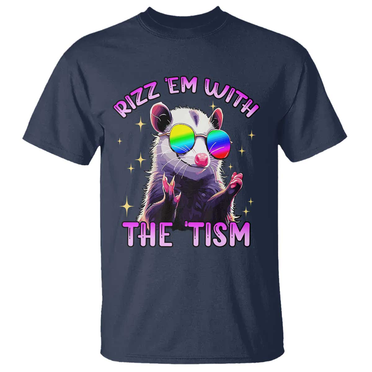 Funny Autism Opossum T Shirt Rizz Em With The Tism Meme Autistic TS02 Navy Print Your Wear