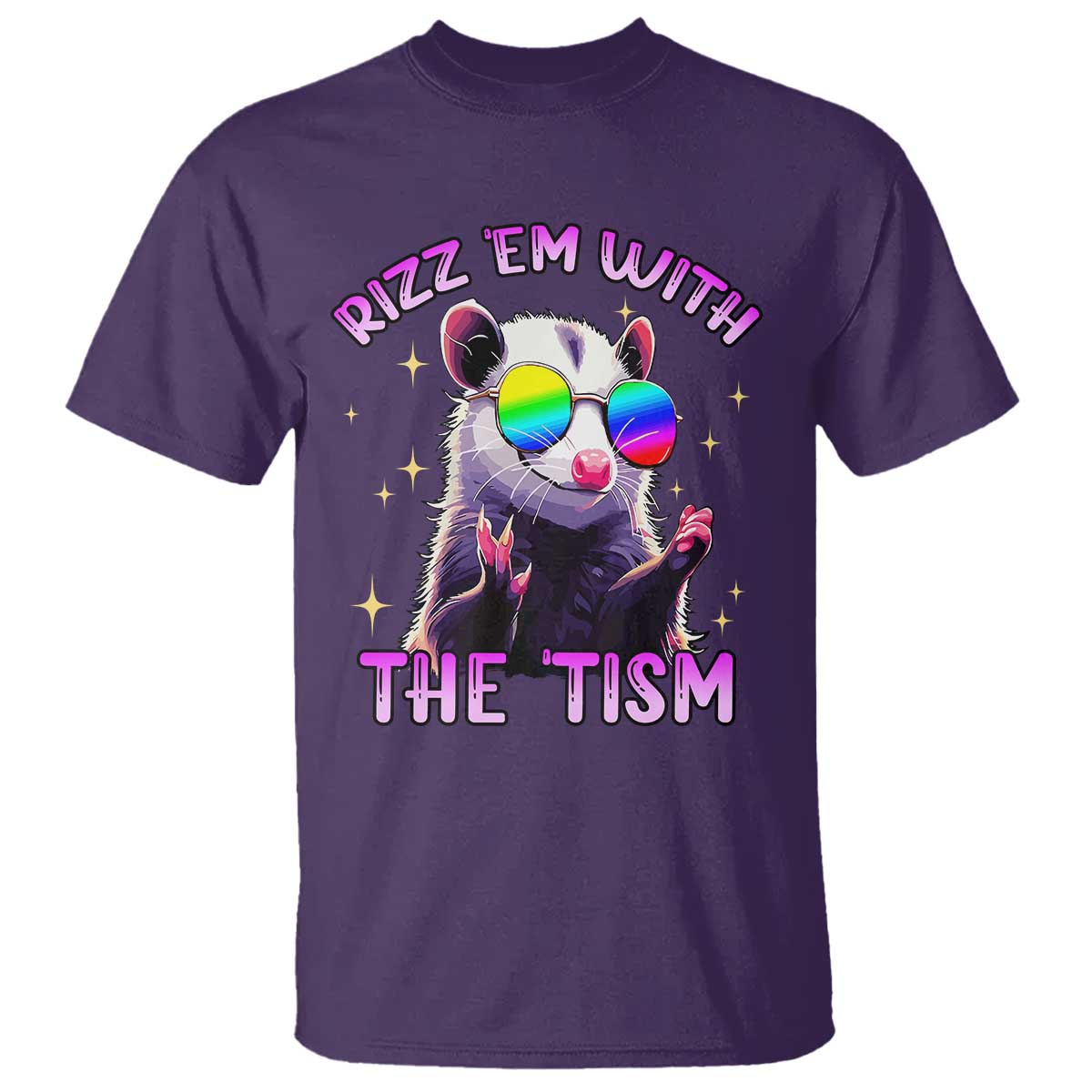 Funny Autism Opossum T Shirt Rizz Em With The Tism Meme Autistic TS02 Purple Print Your Wear