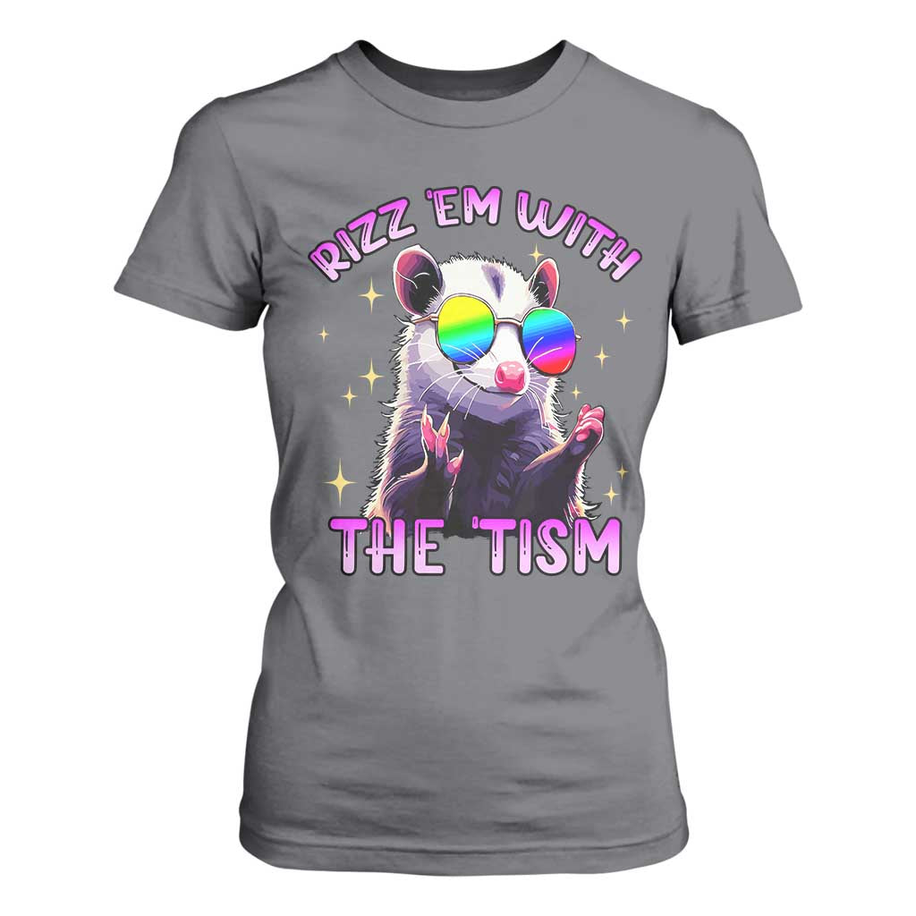 Funny Autism Opossum T Shirt For Women Rizz Em With The Tism Meme Autistic TS02 Charcoal Print Your Wear