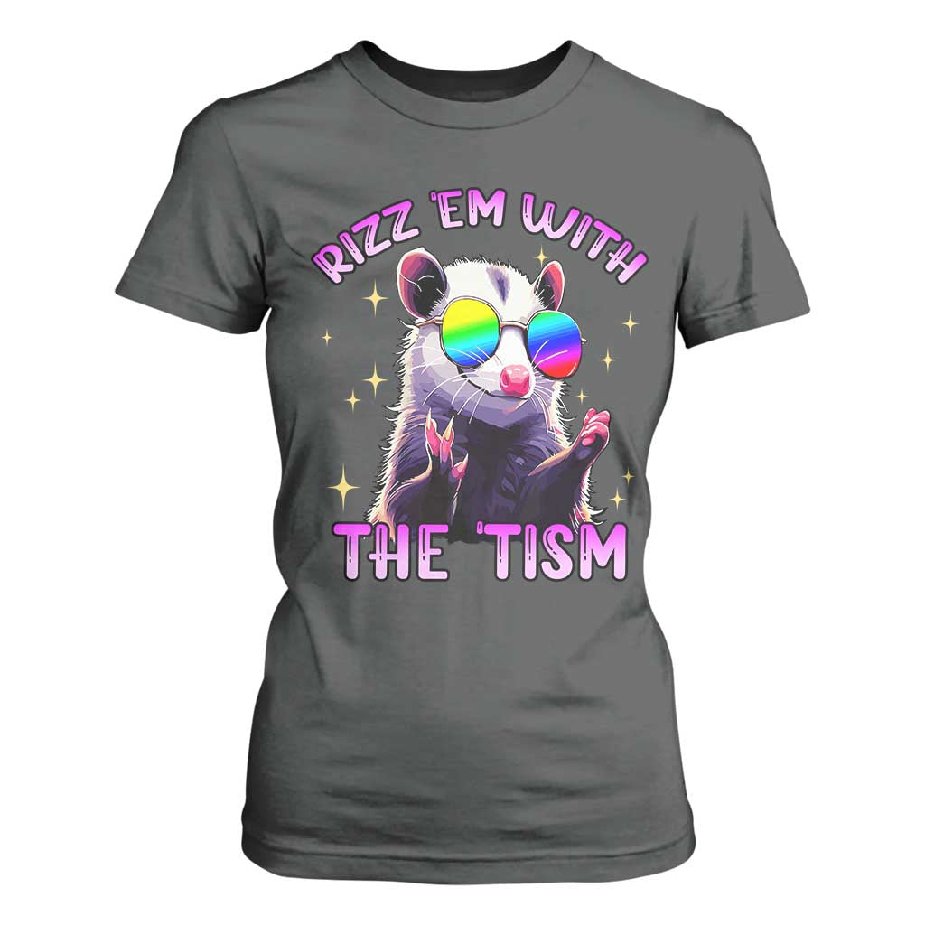 Funny Autism Opossum T Shirt For Women Rizz Em With The Tism Meme Autistic TS02 Dark Heather Print Your Wear