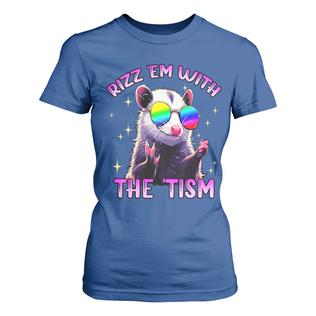 Funny Autism Opossum T Shirt For Women Rizz Em With The Tism Meme Autistic TS02 Royal Blue Print Your Wear