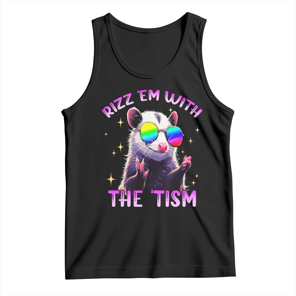 Funny Autism Opossum Tank Top Rizz Em With The Tism Meme Autistic TS02 Black Print Your Wear