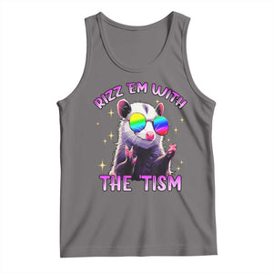 Funny Autism Opossum Tank Top Rizz Em With The Tism Meme Autistic TS02 Deep Heather Print Your Wear