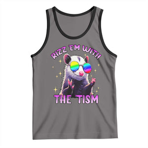 Funny Autism Opossum Tank Top Rizz Em With The Tism Meme Autistic TS02 Deep Heather Black Print Your Wear