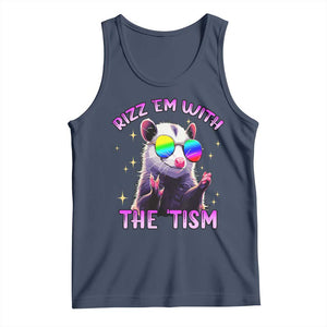 Funny Autism Opossum Tank Top Rizz Em With The Tism Meme Autistic TS02 Navy Print Your Wear