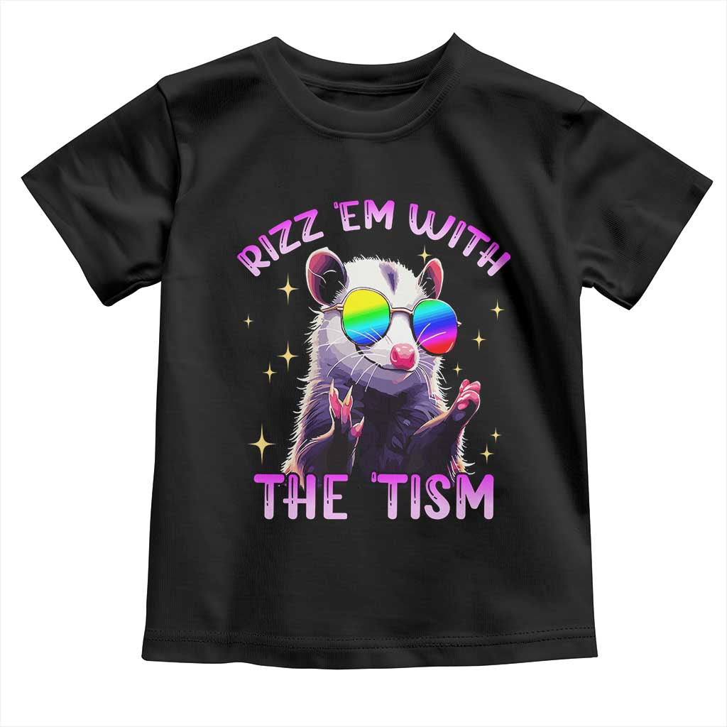 Funny Autism Opossum Toddler T Shirt Rizz Em With The Tism Meme Autistic TS02 Black Print Your Wear