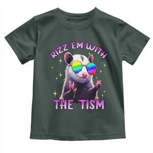 Funny Autism Opossum Toddler T Shirt Rizz Em With The Tism Meme Autistic TS02 Dark Forest Green Print Your Wear