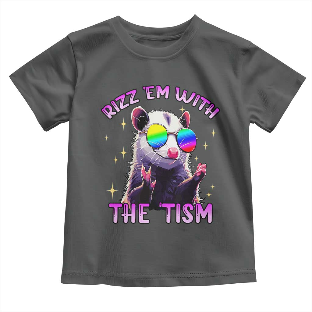 Funny Autism Opossum Toddler T Shirt Rizz Em With The Tism Meme Autistic TS02 Dark Heather Print Your Wear