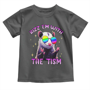 Funny Autism Opossum Toddler T Shirt Rizz Em With The Tism Meme Autistic TS02 Dark Heather Print Your Wear