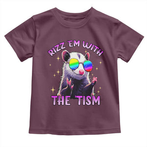 Funny Autism Opossum Toddler T Shirt Rizz Em With The Tism Meme Autistic TS02 Maroon Print Your Wear