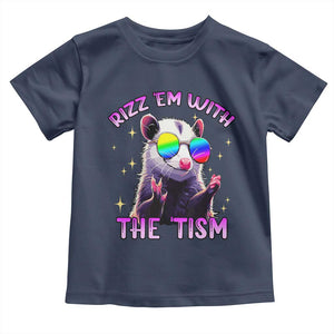 Funny Autism Opossum Toddler T Shirt Rizz Em With The Tism Meme Autistic TS02 Navy Print Your Wear
