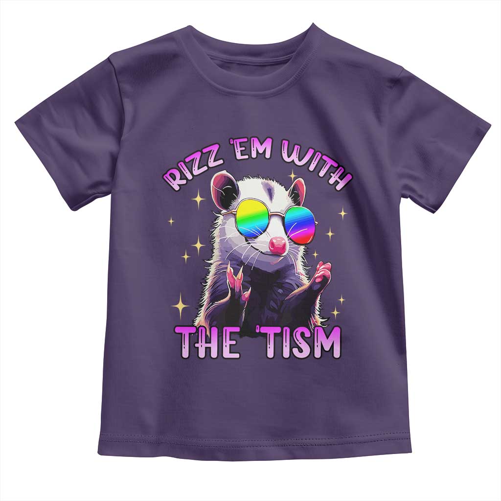 Funny Autism Opossum Toddler T Shirt Rizz Em With The Tism Meme Autistic TS02 Purple Print Your Wear