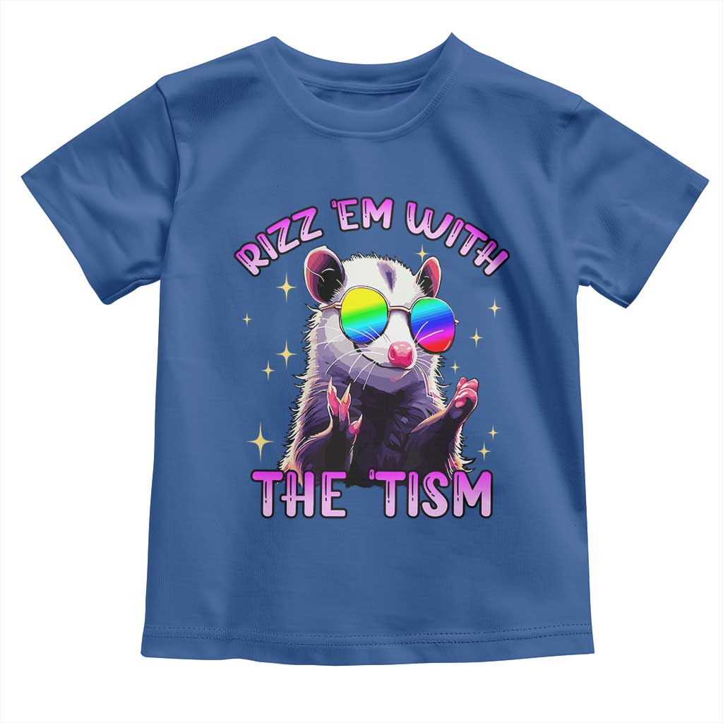Funny Autism Opossum Toddler T Shirt Rizz Em With The Tism Meme Autistic TS02 Royal Blue Print Your Wear