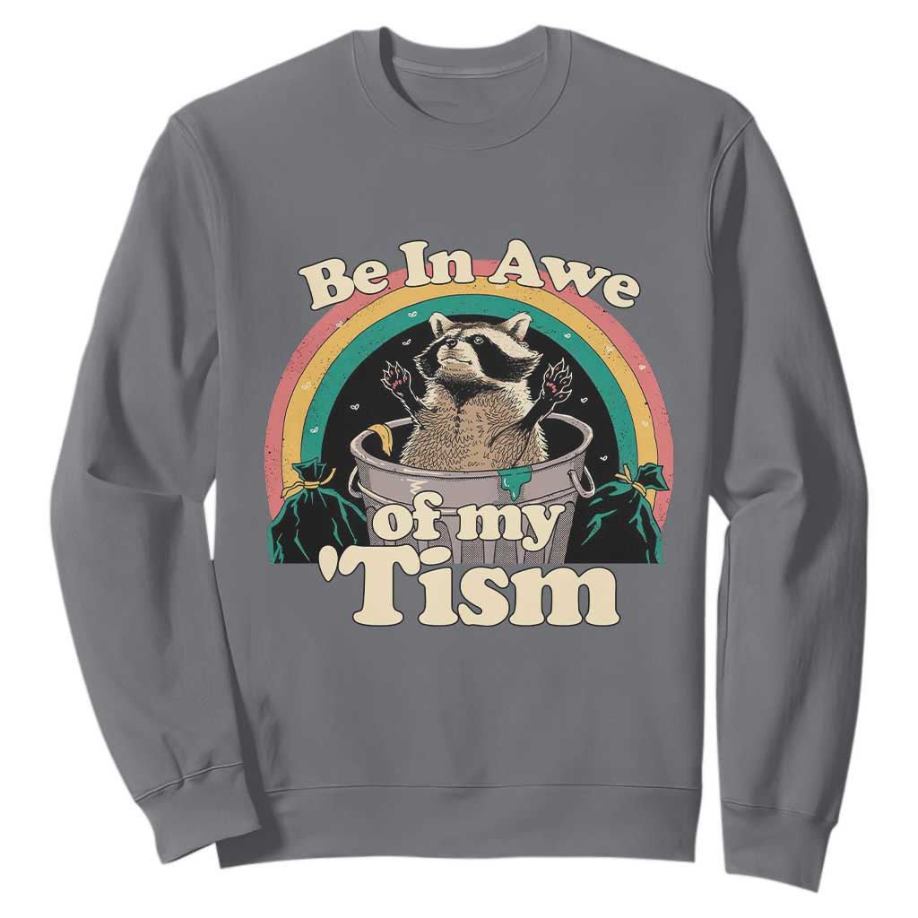 Autism Funny Raccoon Sweatshirt Be In Awe Of My 'Tism Meme Autistic TS02 Charcoal Print Your Wear