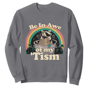 Autism Funny Raccoon Sweatshirt Be In Awe Of My 'Tism Meme Autistic TS02 Charcoal Print Your Wear