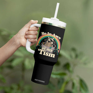 Funny Autism Raccoon Tumbler With Handle Be In Awe Of My 'Tism Meme Autistic TS02 Print Your Wear