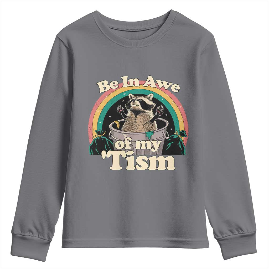 Autism Funny Raccoon Youth Sweatshirt Be In Awe Of My 'Tism Meme Autistic TS02 Charcoal Print Your Wear