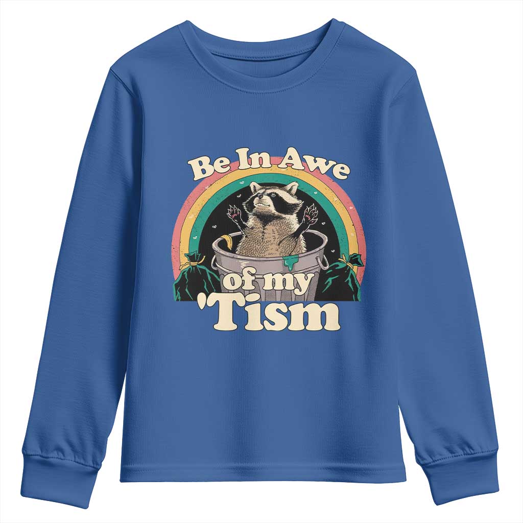 Autism Funny Raccoon Youth Sweatshirt Be In Awe Of My 'Tism Meme Autistic TS02 Royal Blue Print Your Wear