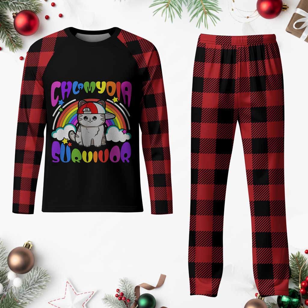 Chlamydia Survivor Cat Meme Plaid Pajama Set Funny Y2K Inappropriate Humor TS02 Buffalo Plaid Print Your Wear