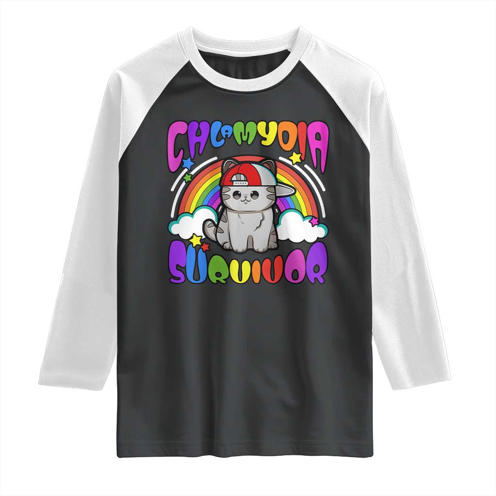 Chlamydia Survivor Cat Meme Raglan Shirt Funny Y2K Inappropriate Humor TS02 Black White Print Your Wear