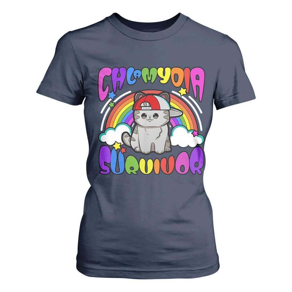Chlamydia Survivor Cat Meme T Shirt For Women Funny Y2K Inappropriate Humor TS02 Navy Print Your Wear