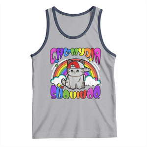 Chlamydia Survivor Cat Meme Tank Top Funny Y2K Inappropriate Humor TS02 Athletic Heather Navy Print Your Wear
