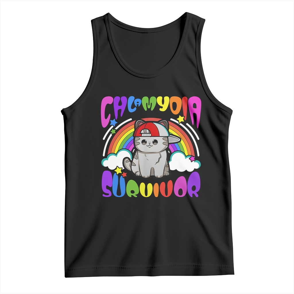 Chlamydia Survivor Cat Meme Tank Top Funny Y2K Inappropriate Humor TS02 Black Print Your Wear