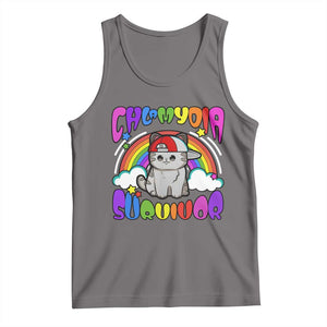 Chlamydia Survivor Cat Meme Tank Top Funny Y2K Inappropriate Humor TS02 Deep Heather Print Your Wear