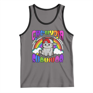 Chlamydia Survivor Cat Meme Tank Top Funny Y2K Inappropriate Humor TS02 Deep Heather Black Print Your Wear