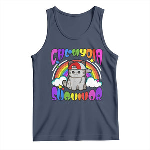 Chlamydia Survivor Cat Meme Tank Top Funny Y2K Inappropriate Humor TS02 Navy Print Your Wear