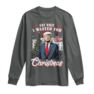 Christmas Trump Long Sleeve Shirt Got What I Wanted For Xmas 2024 President American Flag TS02 Dark Heather Print Your Wear