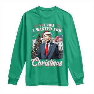 Christmas Trump Long Sleeve Shirt Got What I Wanted For Xmas 2024 President American Flag TS02 Irish Green Print Your Wear