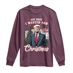 Christmas Trump Long Sleeve Shirt Got What I Wanted For Xmas 2024 President American Flag TS02 Maroon Print Your Wear