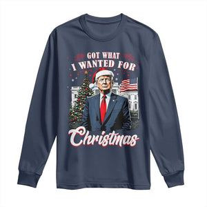 Christmas Trump Long Sleeve Shirt Got What I Wanted For Xmas 2024 President American Flag TS02 Navy Print Your Wear