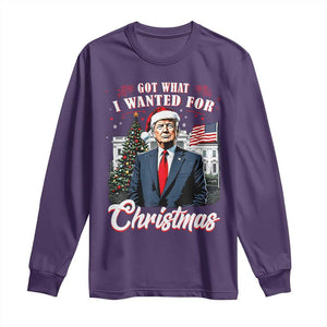 Christmas Trump Long Sleeve Shirt Got What I Wanted For Xmas 2024 President American Flag TS02 Purple Print Your Wear