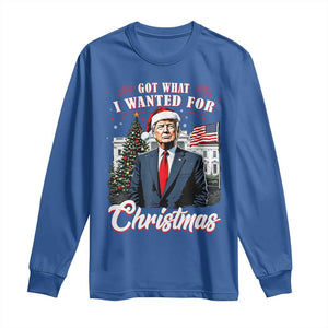 Christmas Trump Long Sleeve Shirt Got What I Wanted For Xmas 2024 President American Flag TS02 Royal Blue Print Your Wear