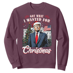 Christmas Trump Sweatshirt Got What I Wanted For Xmas 2024 President American Flag TS02 Maroon Print Your Wear