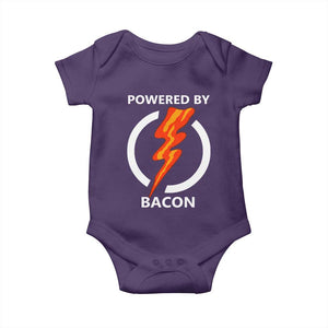 Funny Bacon Lover Baby Onesie Powered By Bacon Cured Pork Master TS02 Purple Print Your Wear