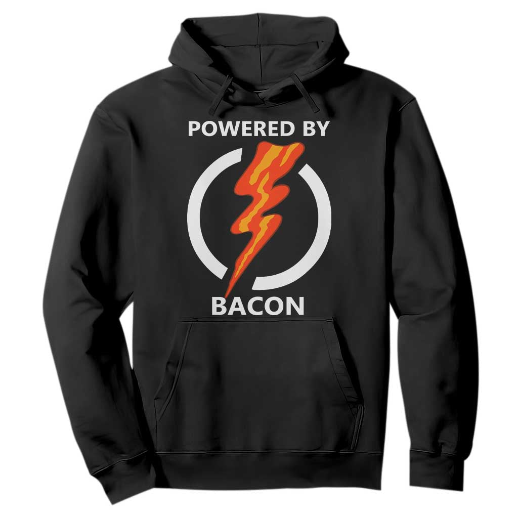 Funny Bacon Lover Hoodie Powered By Bacon Cured Pork Master TS02 Black Print Your Wear