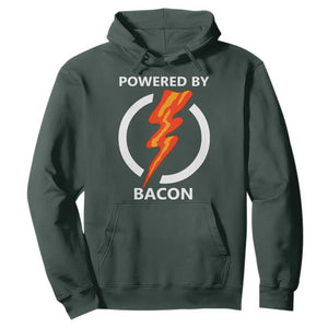 Funny Bacon Lover Hoodie Powered By Bacon Cured Pork Master TS02 Dark Forest Green Print Your Wear