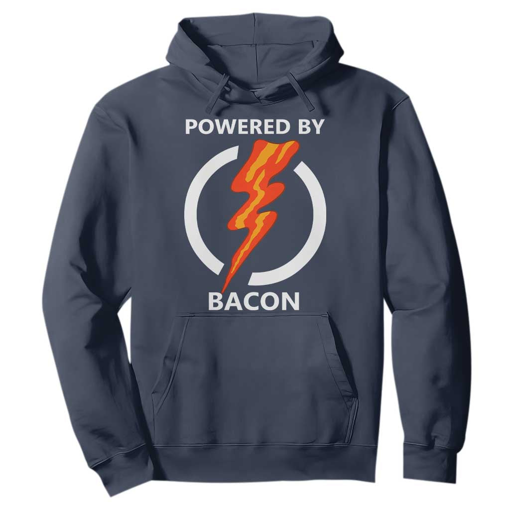 Funny Bacon Lover Hoodie Powered By Bacon Cured Pork Master TS02 Navy Print Your Wear