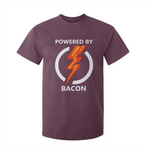 Funny Bacon Lover T Shirt For Kid Powered By Bacon Cured Pork Master TS02 Maroon Print Your Wear