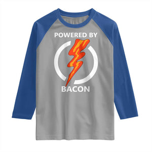 Funny Bacon Lover Raglan Shirt Powered By Bacon Cured Pork Master TS02 Sport Gray Royal Print Your Wear