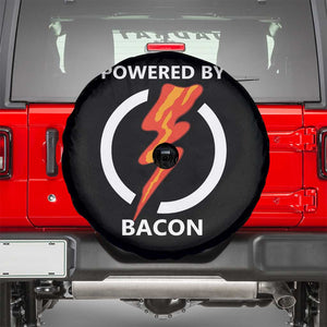 Funny Bacon Lover Spare Tire Cover Powered By Bacon Cured Pork Master TS02 Black Print Your Wear