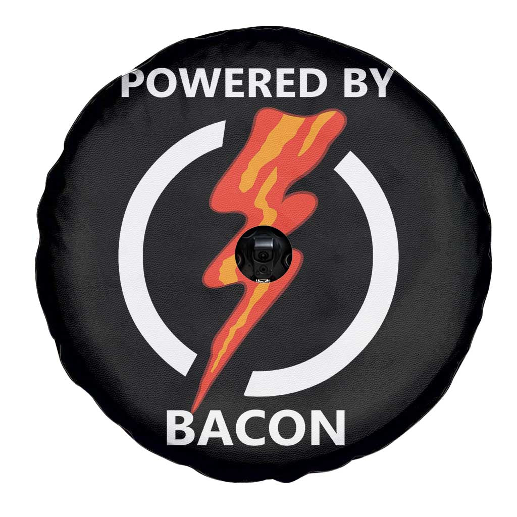 Funny Bacon Lover Spare Tire Cover Powered By Bacon Cured Pork Master TS02 Print Your Wear